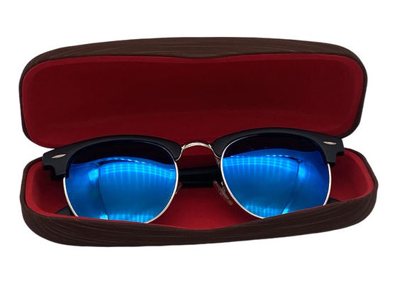 Dark Brown Metal Glasses Case , Clamshell Glasses Case For Kids