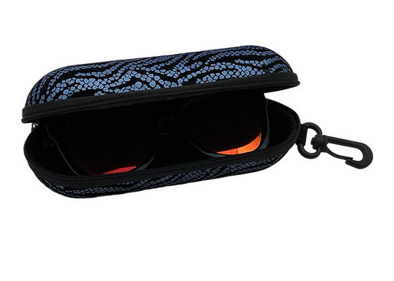 Dark Blue Round Tube Zipper EVA Glasses Case With Lobster Clasps