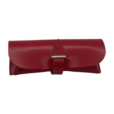 Red Bag Belt Closure ODM Leather Glasses Case FOR Ladies Eyewear Packaging