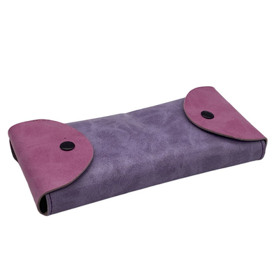 Purple Oem Labels Soft Leather Eyeglass Pouch Portable Hot Stamping Logo