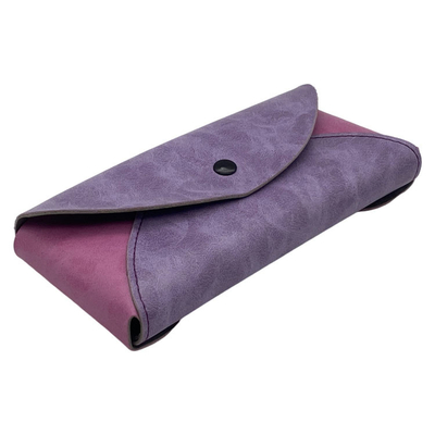 Purple Oem Labels Soft Leather Eyeglass Pouch Portable Hot Stamping Logo