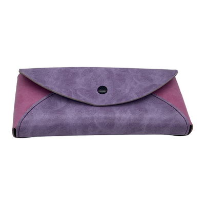 Purple Oem Labels Soft Leather Eyeglass Pouch Portable Hot Stamping Logo