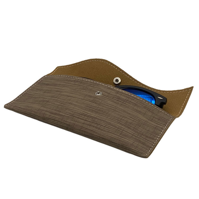 Pvc 182x86mm Handmade Leather Glasses Case Portable Holder Embossing Logo