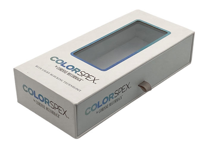 White Coated Cardboard Sunglasses Box With Transparent Window